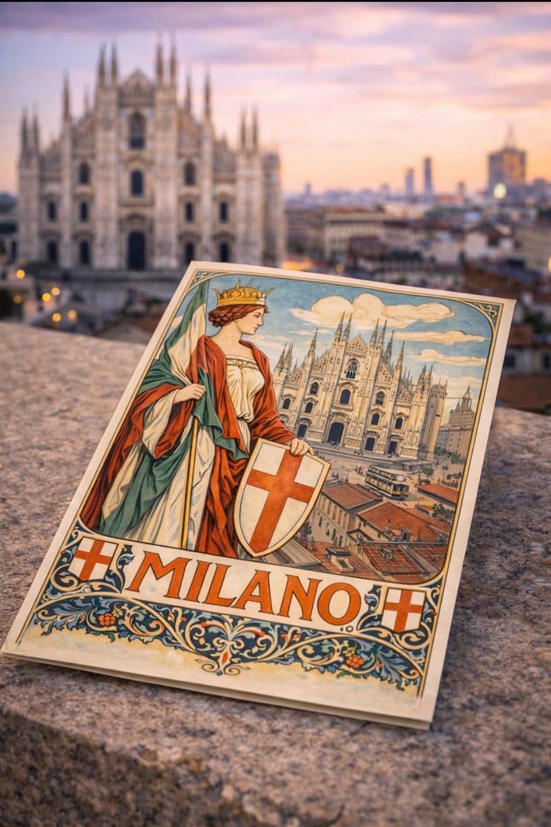 Historic Milanese poster or graphic print — authentic souvenir of Milano