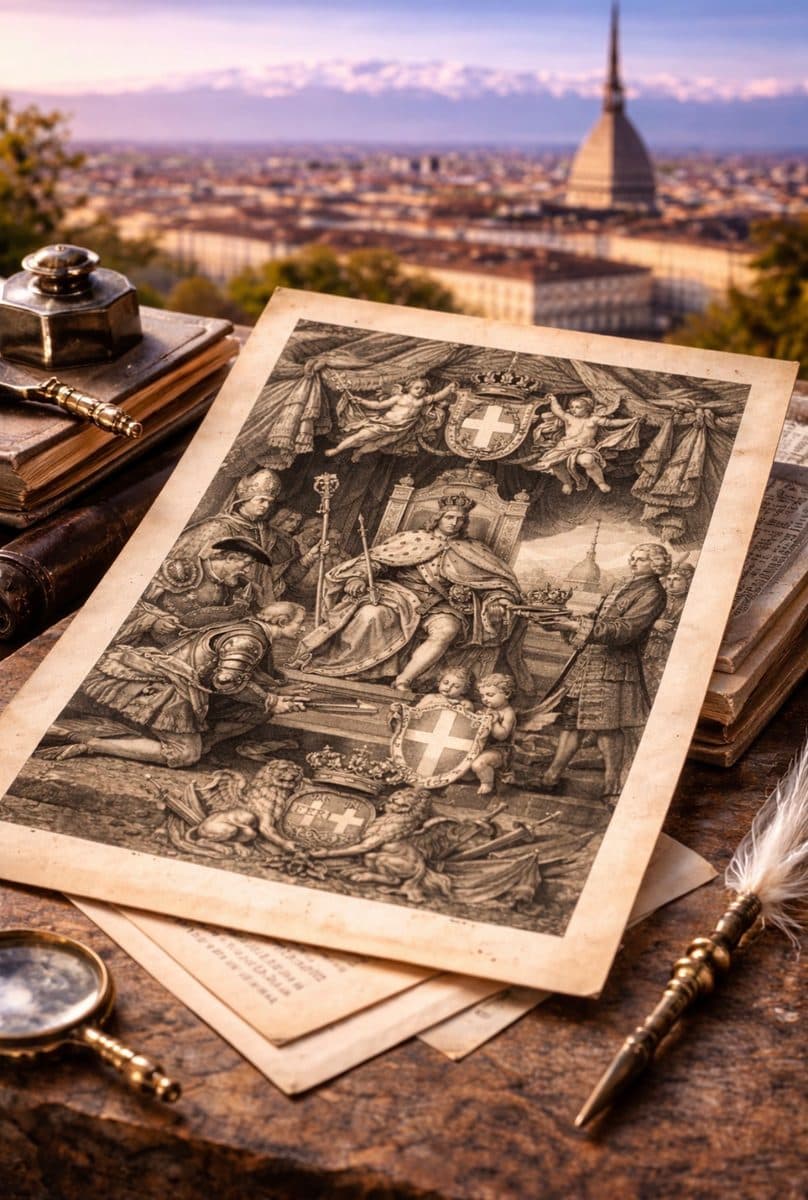 Savoyard historical print or engraving — authentic souvenir of Turin