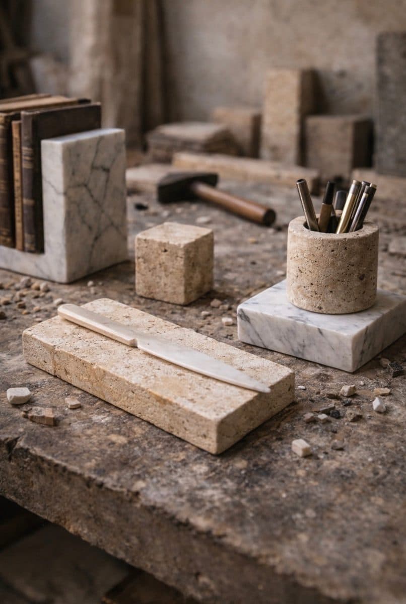 Roman travertine objects — authentic souvenir of Rome