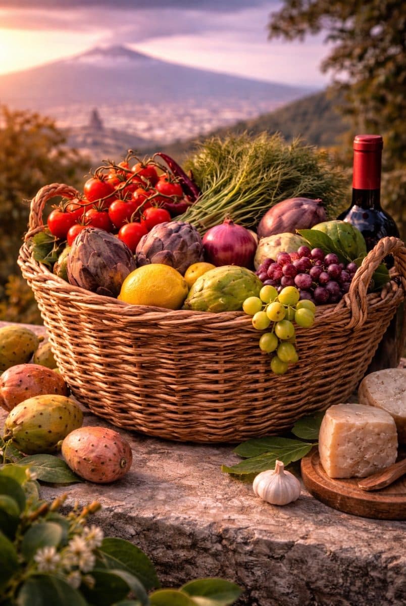 Woven agricultural basket from the Etnea area — authentic souvenir of Catania