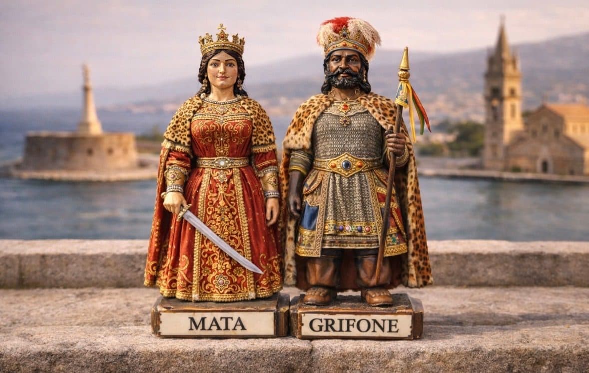 Mata and Grifone Giants Puppet — authentic souvenir of Messina
