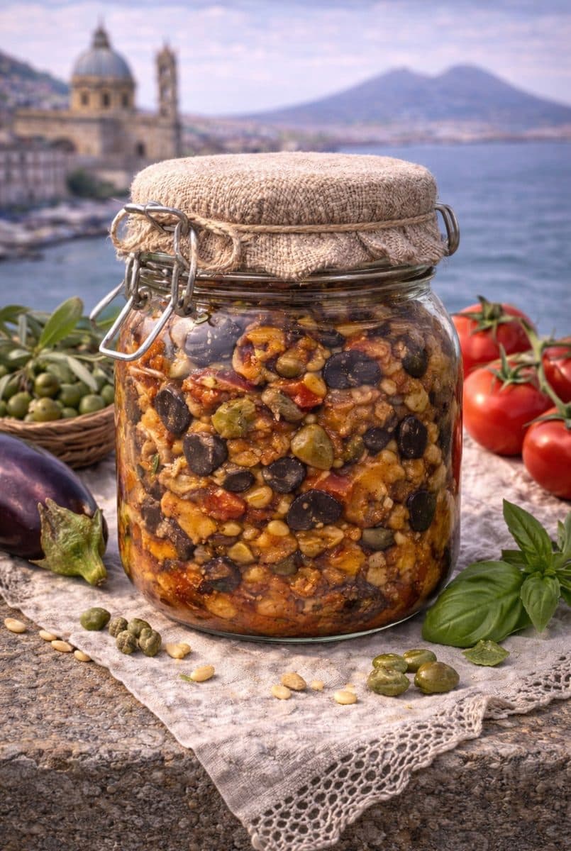 Caponata palermitana (traditional preserve) — authentic souvenir of Palermo