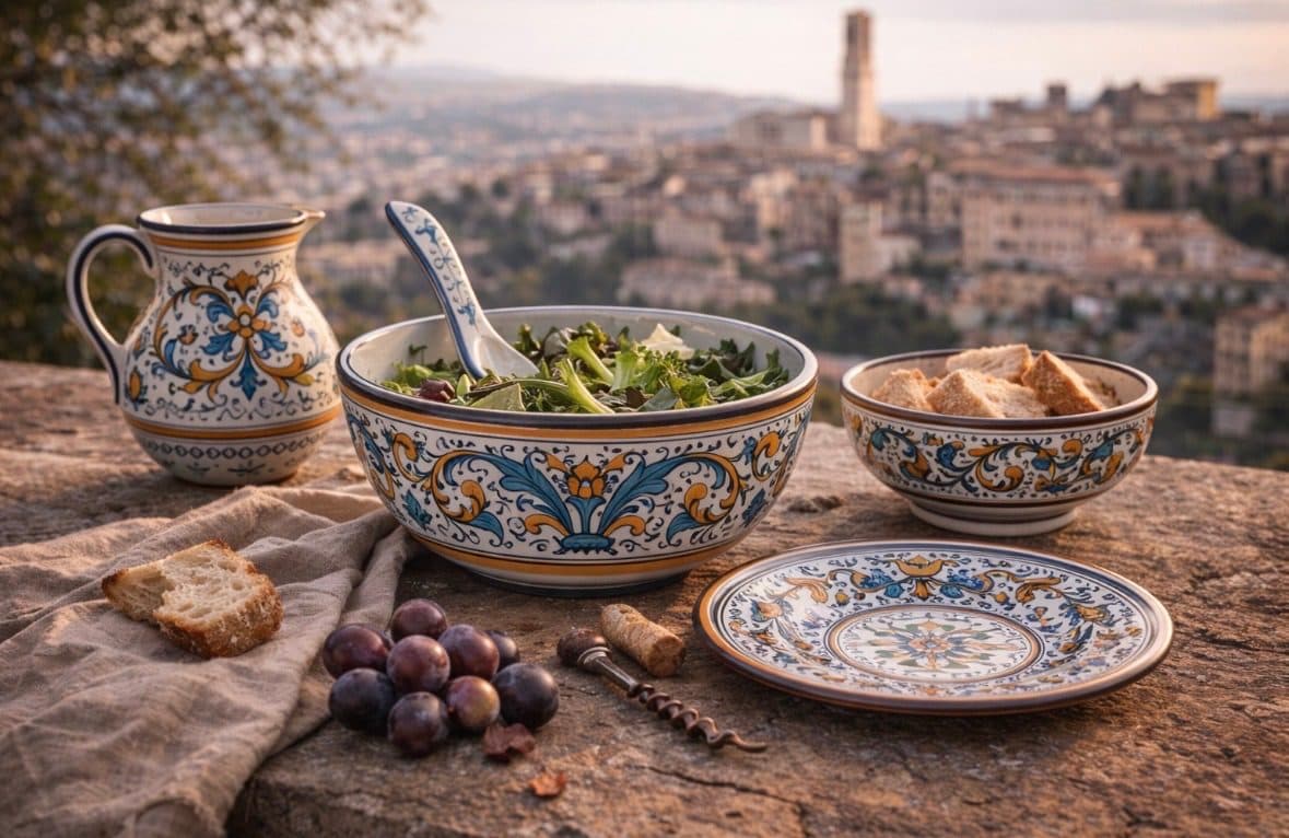 Everyday Umbrian maiolica (Deruta, Perugia area) — authentic souvenir of Perugia